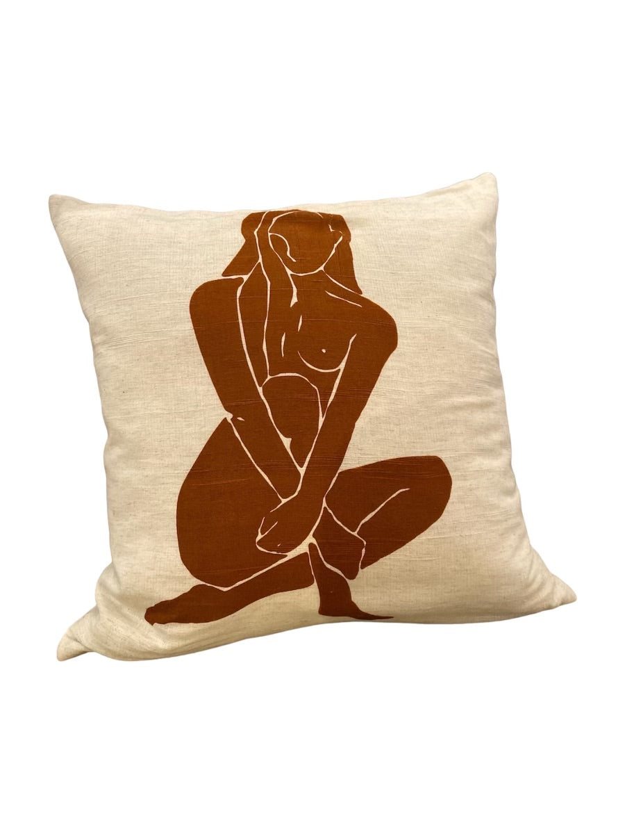 100% Cotton Bronze Woman Cutout Pillow Cover