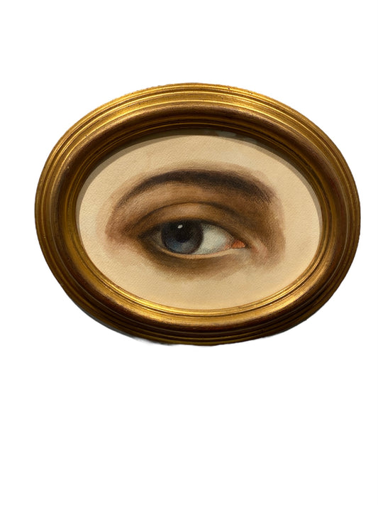 Gold Oval Blue Lover’s Eye Watercolor Painting