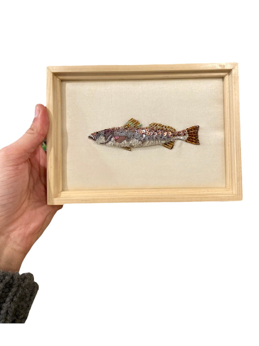 Hand-Beaded Spotted Trout Framed Wall Art