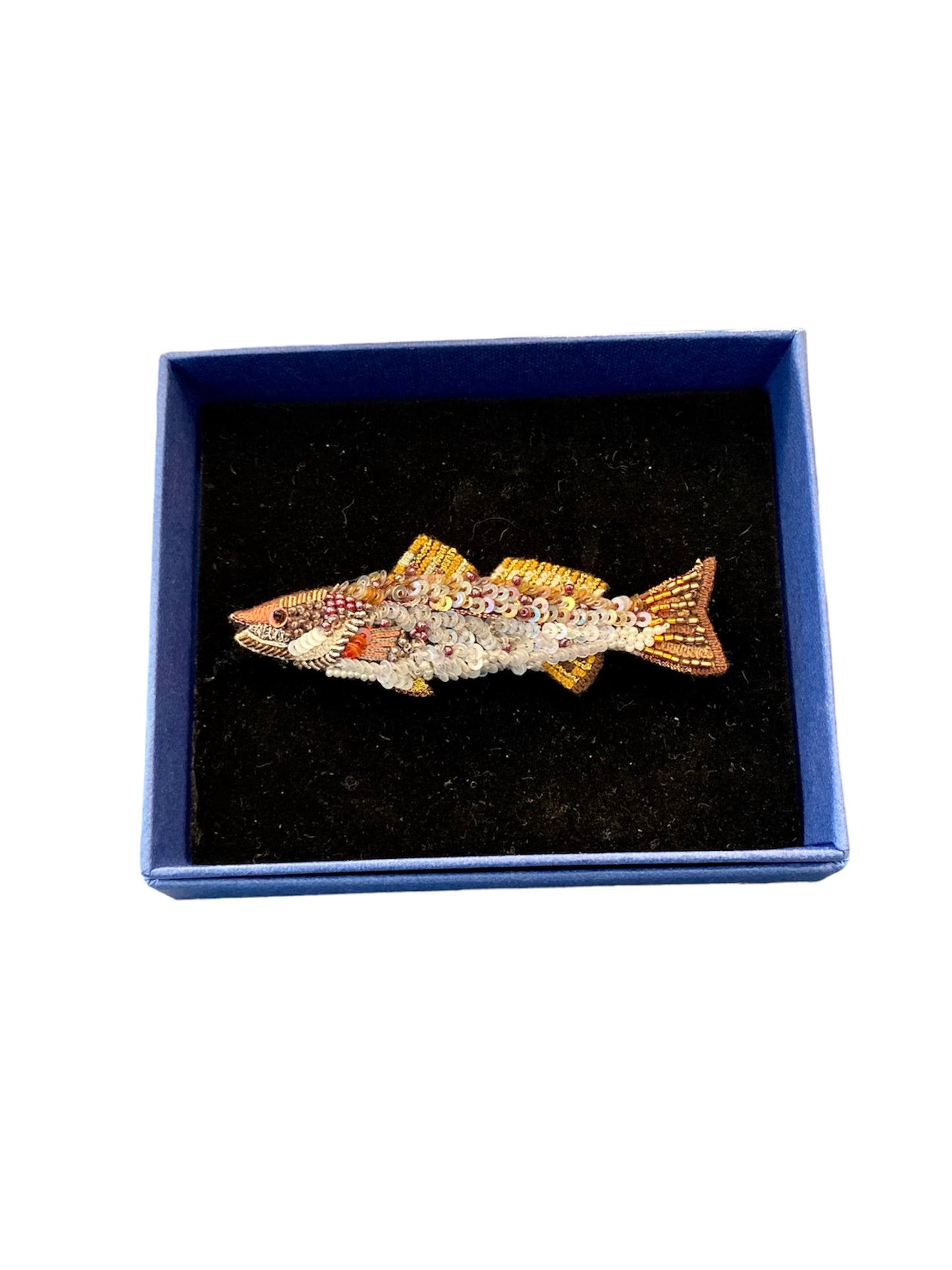 Hand-Beaded Spotted Sea Trout Brooch Pin