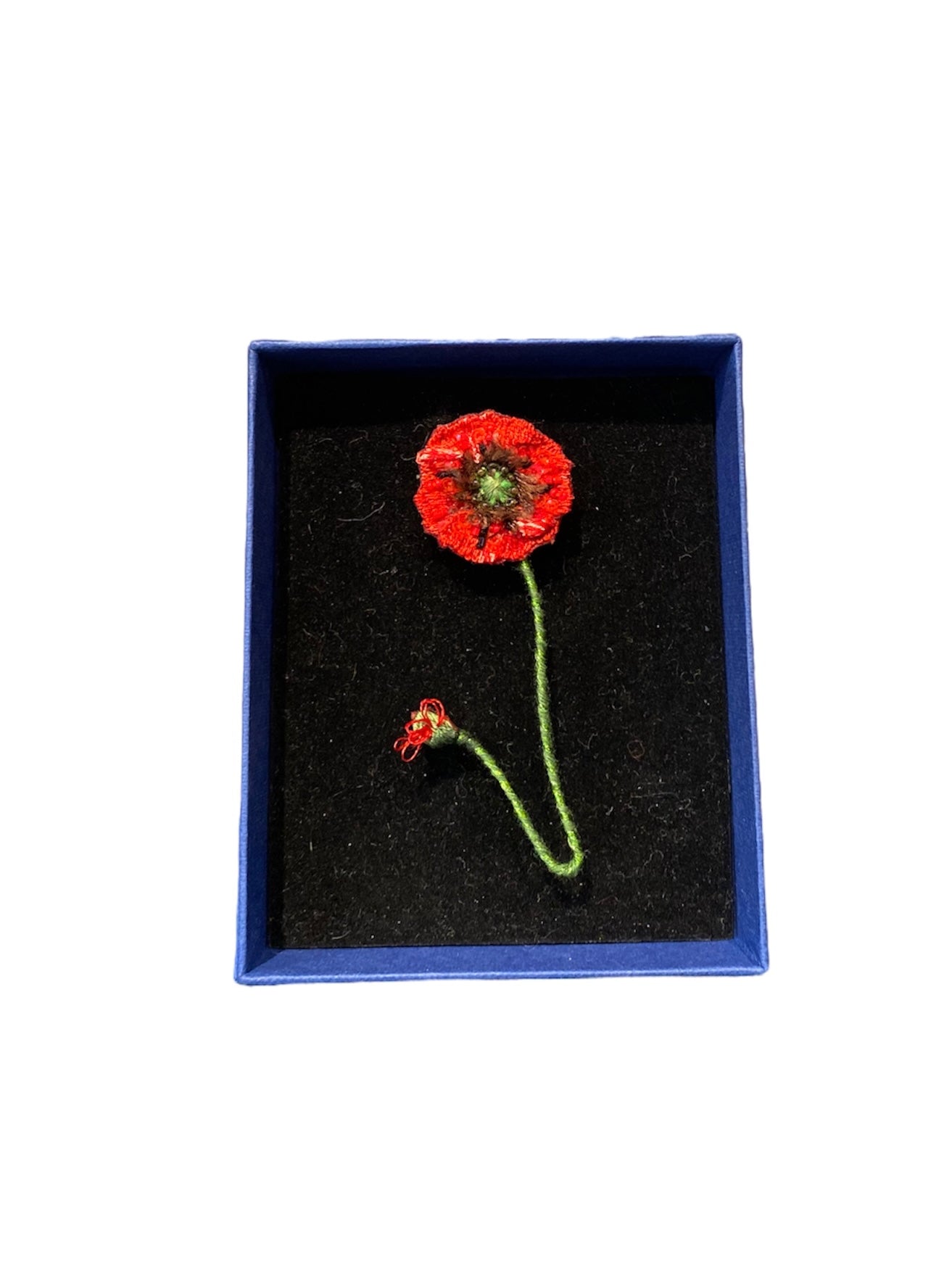 Hand-Beaded Poppy Flower Brooch Pin